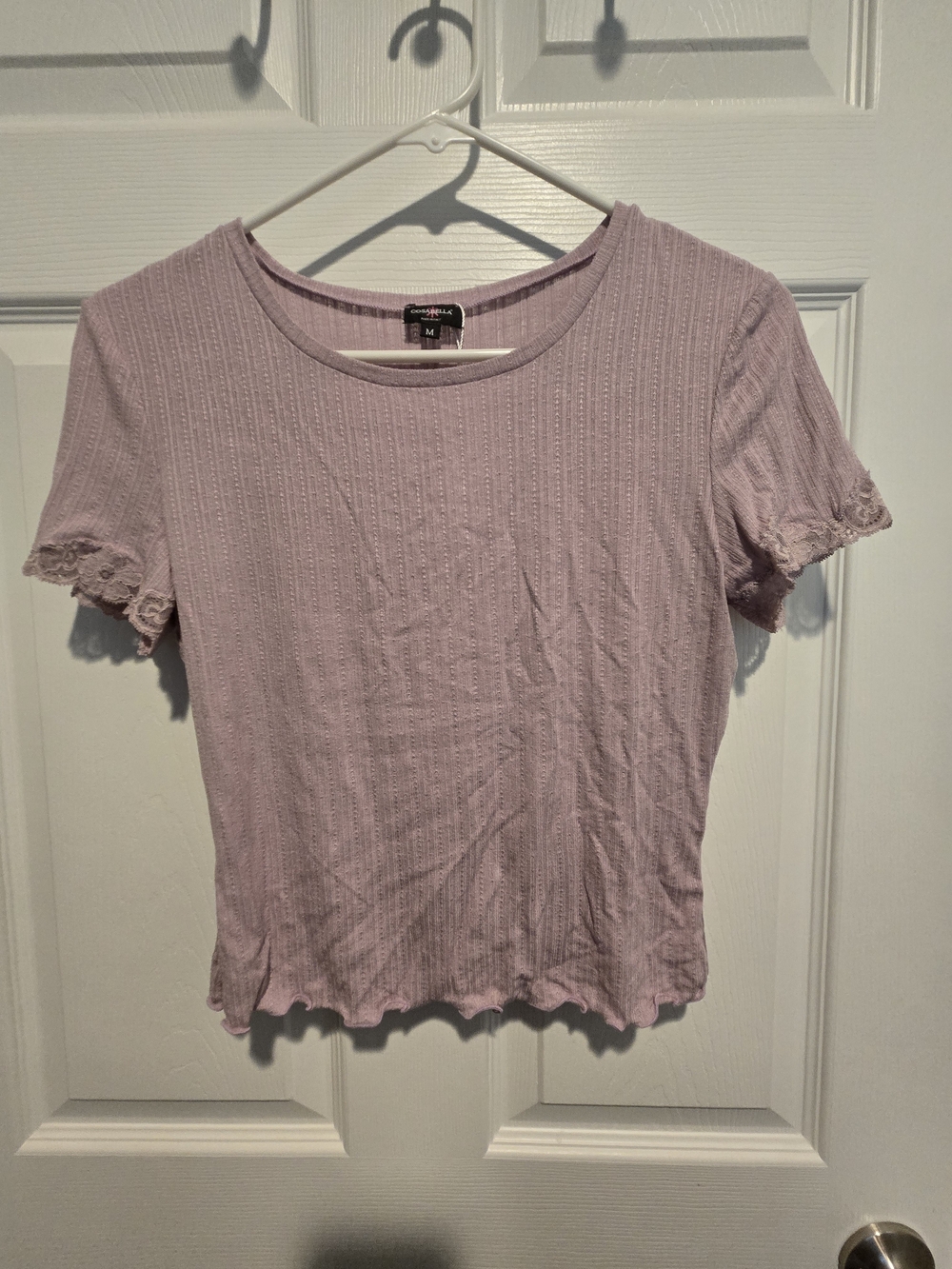 Cosabella Lavender Ribbed Short Sleeve Top - Size M